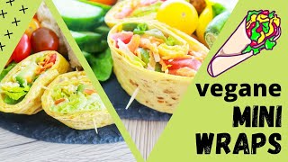 Vegane MiniWraps  Gefüllt mit Käse Gemüse amp Dip  Fingerfood  Veganer Snack  waffoodies [upl. by Garaway]