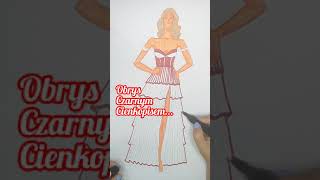 Czerwona sukienka😈 tutorial drawing fashiondrawing fashionillustration fashion artwork art [upl. by Ellegna]