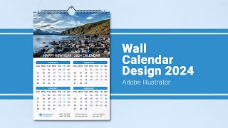 How To Make A Wall Calendar Design 2024 In Illustrator  Creative Calendar Design Tutorial [upl. by Allanson615]