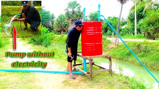 How to make free energy water pump  Pump without electricity  Drum Pump [upl. by Malcah]