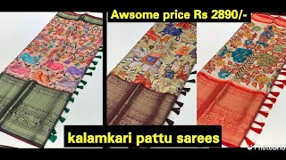 Kalamkari Bridal Sarees at best price sareecollection kalamkari kalamkariprintsarees [upl. by Catlin]