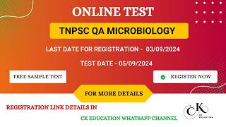 ONLINE TEST  MICROBIOLOGY  TNPSC DEPUTY MANAGER QA  CK EDUCATION [upl. by Henarat]