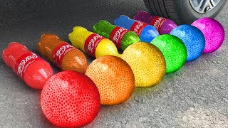 EXPERIMENT Car vs 6 Rainbow Slime Bottles WITH Crunchy and Soft Thtings amp Crushing Car vs CocaCola [upl. by Og353]