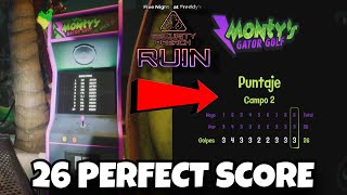 MONTY GOLF ARCADE GAME PERFECT SCORE 100 COMPLETION  FNAF SECURITY BREACH RUIN DLC [upl. by Nirok]