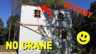 RAISING THE ROOF  NO CRANE  DIY HOUSE BUILD [upl. by Nani]