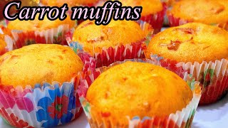 Carrot Muffins Recipe  Without oven ampwithout butter carrot cupcakes without oven bakery style [upl. by Kirtap]