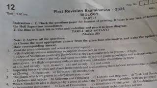 12th Biology First Revision Exam Original Question paper 2024 [upl. by Oiramed]