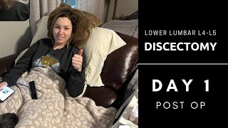 Lower Lumbar Discectomy L4L5  Day 1 Post Op [upl. by Harmaning]