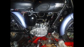 Triumph Tiger Cub comes in for attention 6 Engine going back together again [upl. by Dadivitan]