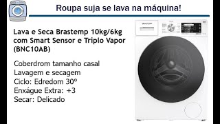 Lava e Seca Brastemp 10kg6kg BNC10AB  Lavagem e secagem de coberdrom de casal [upl. by Garrik]