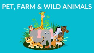 Pet Farm and Wild Animals  Animal Video for Kids [upl. by Leakim]