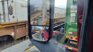 How to manage backing a raging diesel tractor under fully loaded trailer in a tight corner [upl. by Alig415]