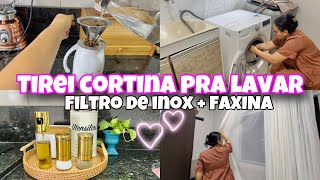 NOVO FILTRO DE INOX💕PORTA TEMPERO LINDO  TIREI AS CORTINAS E LIMPEI TUDO 💕Glaucia Moura [upl. by Nwahsir]