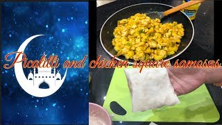 Chicken and piccalilli sauce square samosas ramadan food preparation [upl. by Kucik573]