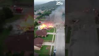 Aerial footage of a home explosion in Copperas Cove Texas no injuries reported [upl. by Gerrilee]