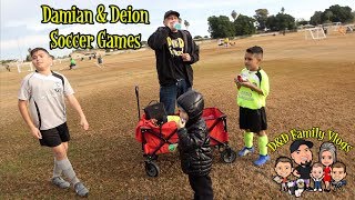 DAMIAN AND DEIONS SOCCER GAMES  DEIONS BIRTHDAY  DampD FAMILY VLOGS [upl. by Barnard]