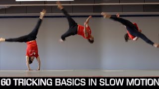 60 Tricking Basics  Easiest to Hardest Slow Motion [upl. by Gnaw400]