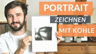 Portrait Zeichnen mit Kohle  Kohle Portrait Zeichnen Tutorial [upl. by Nilson]