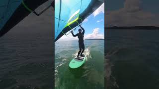 Jibe practice on new board Fanatic Sky Wing Team Ed denmark gong fanatic wingfoiling [upl. by Annirac]