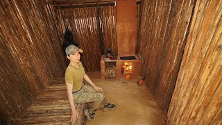 22Days Building Completer Survival Underground Bushcraft Shelter  Clay Fireplace  Start To Finish [upl. by Wheaton]