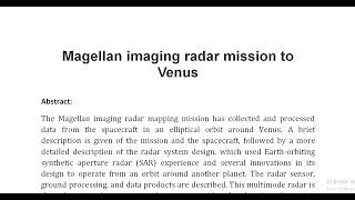 Magellan imaging radar mission to Venus [upl. by Sander]