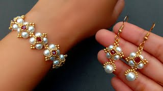 Victorian Jewelry MakingHow To Make Pearl Bracelet amp Earrings Useful amp Easy [upl. by Cassiani]