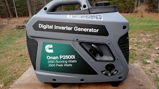 Cummins Onan Portable Inverter Generator 2500 watt 2200 running watts 52 decibels 48 lbs dry wt [upl. by Wit]