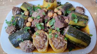 DOLMA légumes farcies à la viande hachée recette simple دولمة القرعة و البطاطا doulma [upl. by Wheaton610]