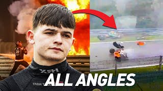 HORROR CRASH Dilano Van T Hoff fatal crash ALL ANGLES at SPA FRANCORCHAMPS  Formula Regional [upl. by Fessuoy371]