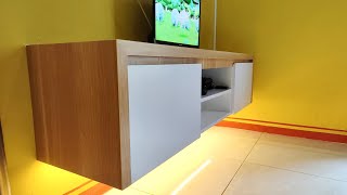 How to Make a Minimalist Floating TV stand  TV cabinet [upl. by Ilrahc157]