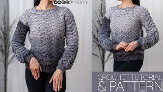 How to Crochet Chevron Sweater  Pattern amp Tutorial DIY [upl. by Rome]