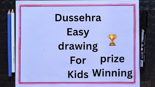 Dussehra DrawingVijayadashami poster making drawingDussehra easy drawing for kidsDussehra poster [upl. by Geldens]