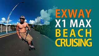 Exway X1 Max Riot electric skateboard beach cruising 전동보드 [upl. by Trin]