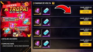 COMO CHAMAR AMIGO DE VOLTA NO FREE FIRE COMO COMPLETAR O EVENTO CHAMA A TROPA E PEGAR OS FRAGMENTOS [upl. by Yrogreg394]