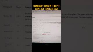 summarize spoken text pte template 2024 shorts youtubeshorts [upl. by Hamlen]