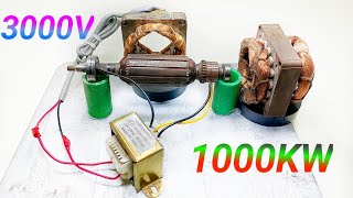 Electric generator 3000V or1000KW Support Use copaircoilMagnetAc Motor power full genaretor [upl. by Merla]