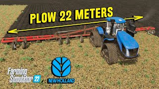 Plow 22 Meters with New Holland T9700  Farming Simulator 22 [upl. by Algar818]