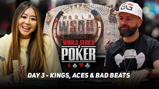 WSOP Main Event Day 3  HIGHLIGHTS amp CRAZY HANDS with Daniel Negreanu amp Maria Ho [upl. by Anirol]