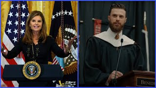 Harrison Butker ‘meaning’ commencement speech Maria Shriver reacts [upl. by Leicam897]