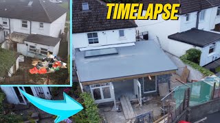 DIY House Extension Flat Roof Full build Timelapse [upl. by Gusta]