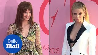 Lili Reinhart and Barbara Palvin pose at The CFDA Awards [upl. by Dinnie499]