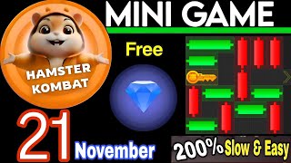 21 November 💎🔑🐹 Puzzle Trick P2E Hamster Kombat key MiniGame Solved slow step by step 🎮 [upl. by Billen763]