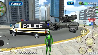 Rope Frog Ninja Hero Vice Vegas  Army Heavy Tank and Police Car  Android Gameplay [upl. by Marielle]