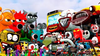 ALL HORROR SPRUNKI INCREDIBOX VS THOMAS CHOO CHOO CHARLES amp OTHER in Garrys Mod [upl. by Orson]