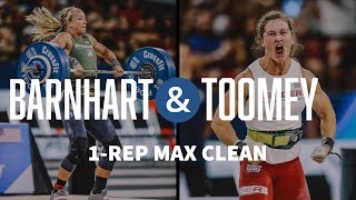 Barnhart and Toomey 1Rep Max Clean—2019 CrossFit Games [upl. by Ydac]