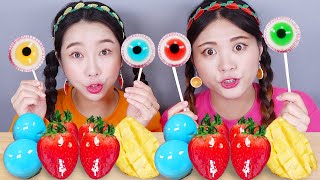 Gelatina de frutas confitadas de mandarina y fresa Mukbang DONA [upl. by Cohdwell]