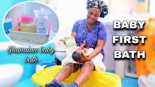 NEWBORN BABY FIRST BATH  MY GHANAIAN TRADITIONAL WAY OF BATHING A NEWBORN [upl. by Raskin]