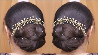 Wedding Juda Bun Hairstyle  Easy Juda Hairstyles For Wedding  Wedding Hairstyle For Long Hair [upl. by Bissell]