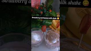 Strawberry and banana milk shake 😋trending viralsong viralvideo instagram reelsshortvideo [upl. by Yenahc]