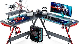 L Shaped Gaming Desk with Carbon Fiber Surface link and details in description [upl. by Llereg]